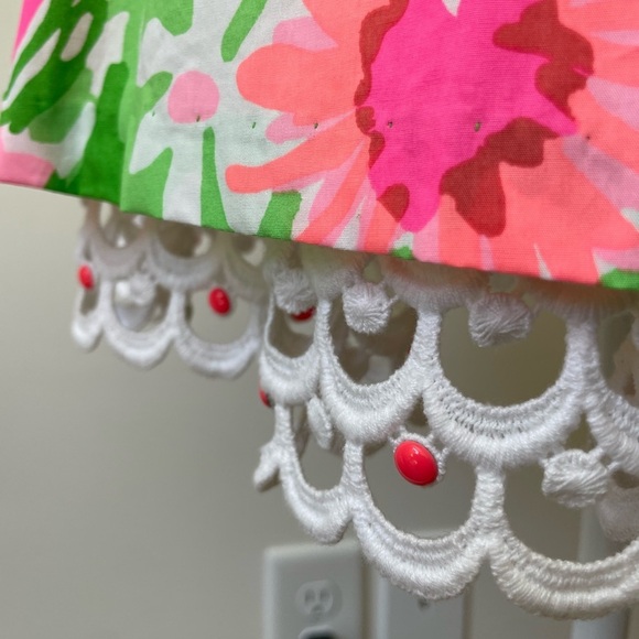 Lilly Pulitzer Pink and Green Floral Mini Dress Cotton Tropical Summery Size 2 - Picture 3 of 11